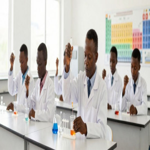 Students with teacher in Chemistry Lab